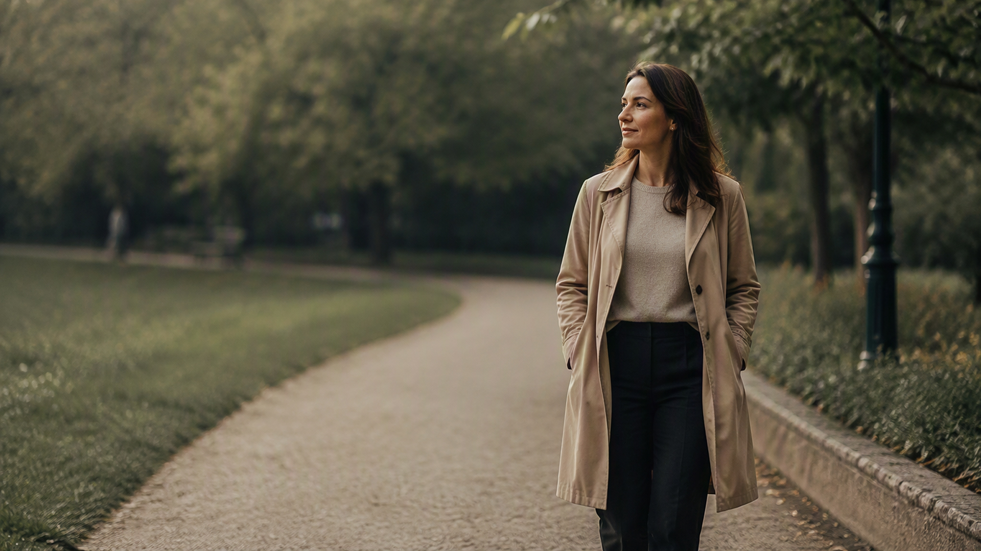 Woman walking outdoors
